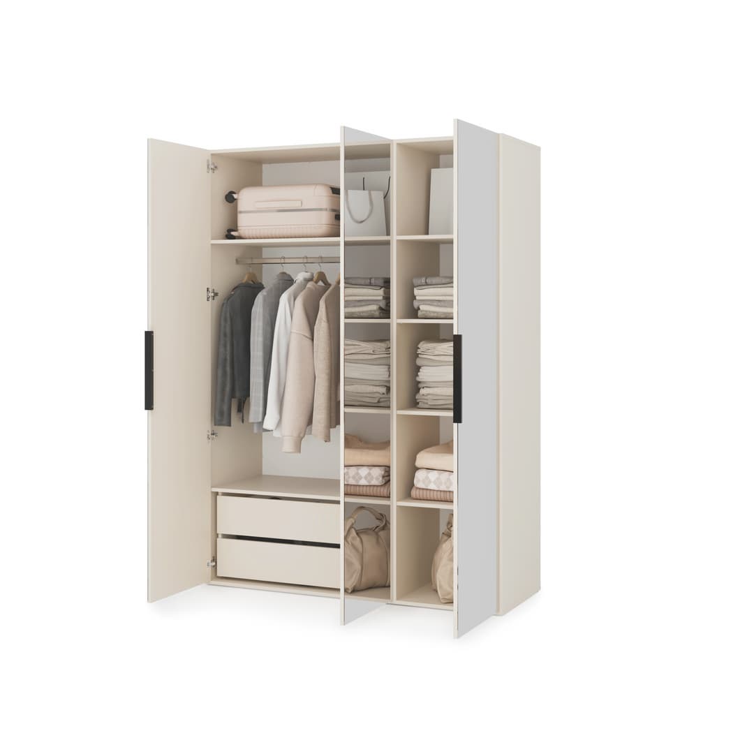 Lumo Hinged Door Wardrobe 150cm in Cashmere, image 35