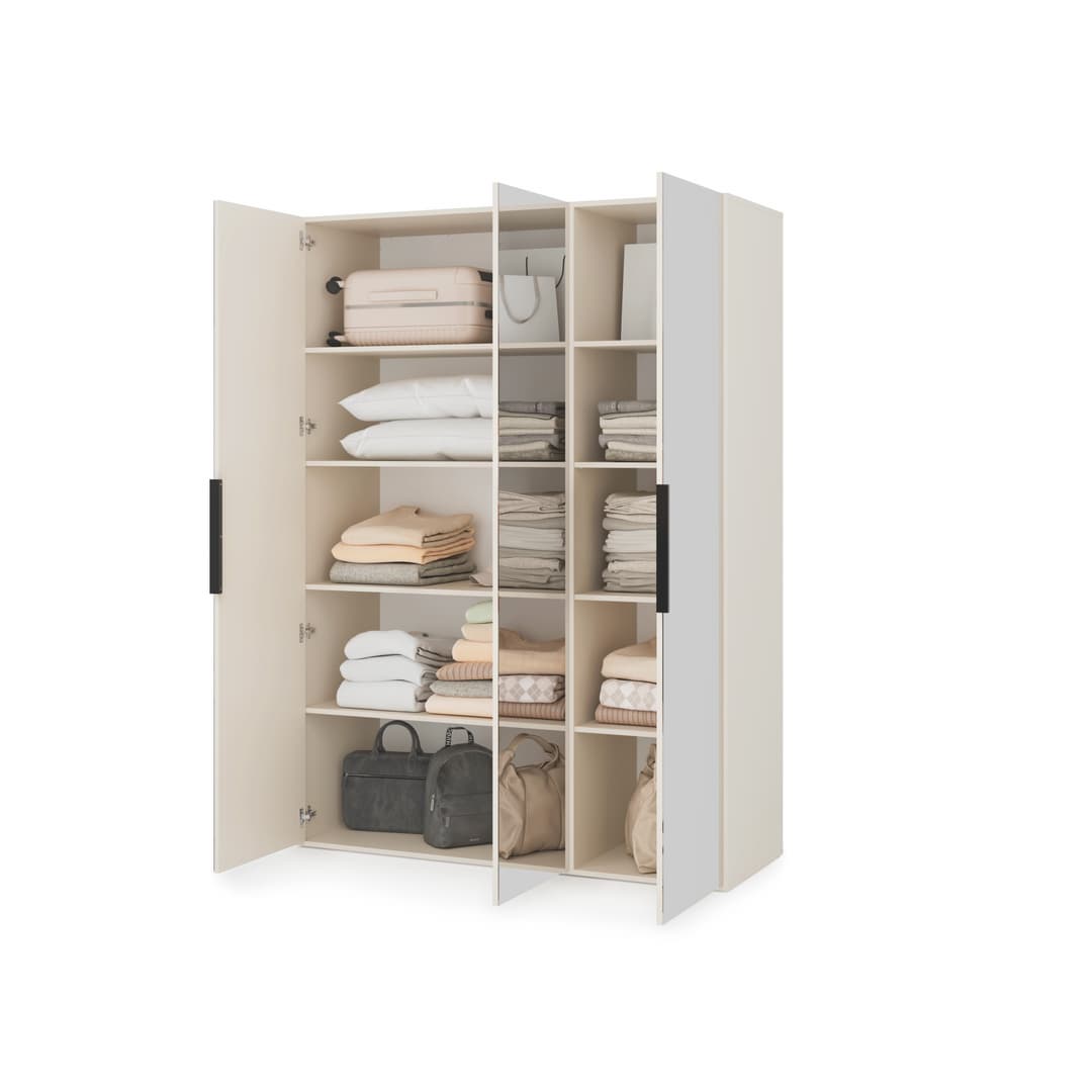 Lumo Hinged Door Wardrobe 150cm in Cashmere, image 37