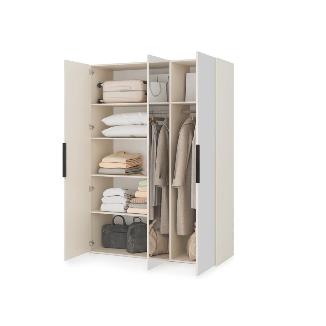 Lumo Hinged Door Wardrobe 150cm in Cashmere, image 38