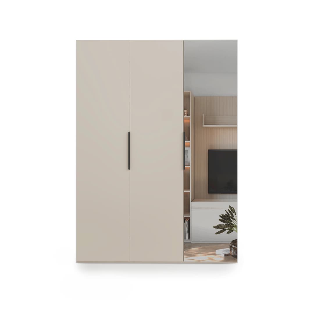 Lumo Hinged Door Wardrobe 150cm in Cashmere, image 40