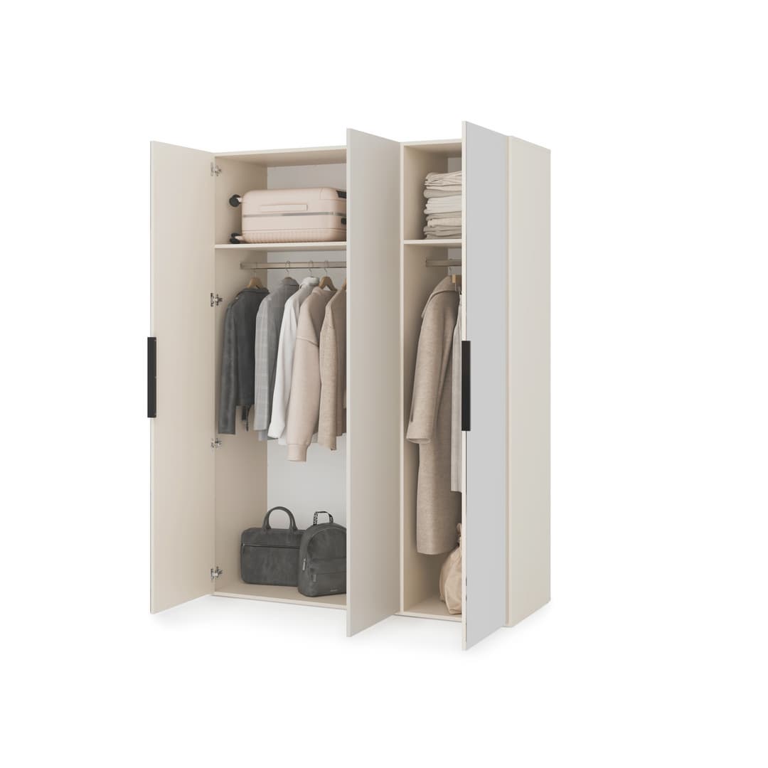 Lumo Hinged Door Wardrobe 150cm in Cashmere, image 43
