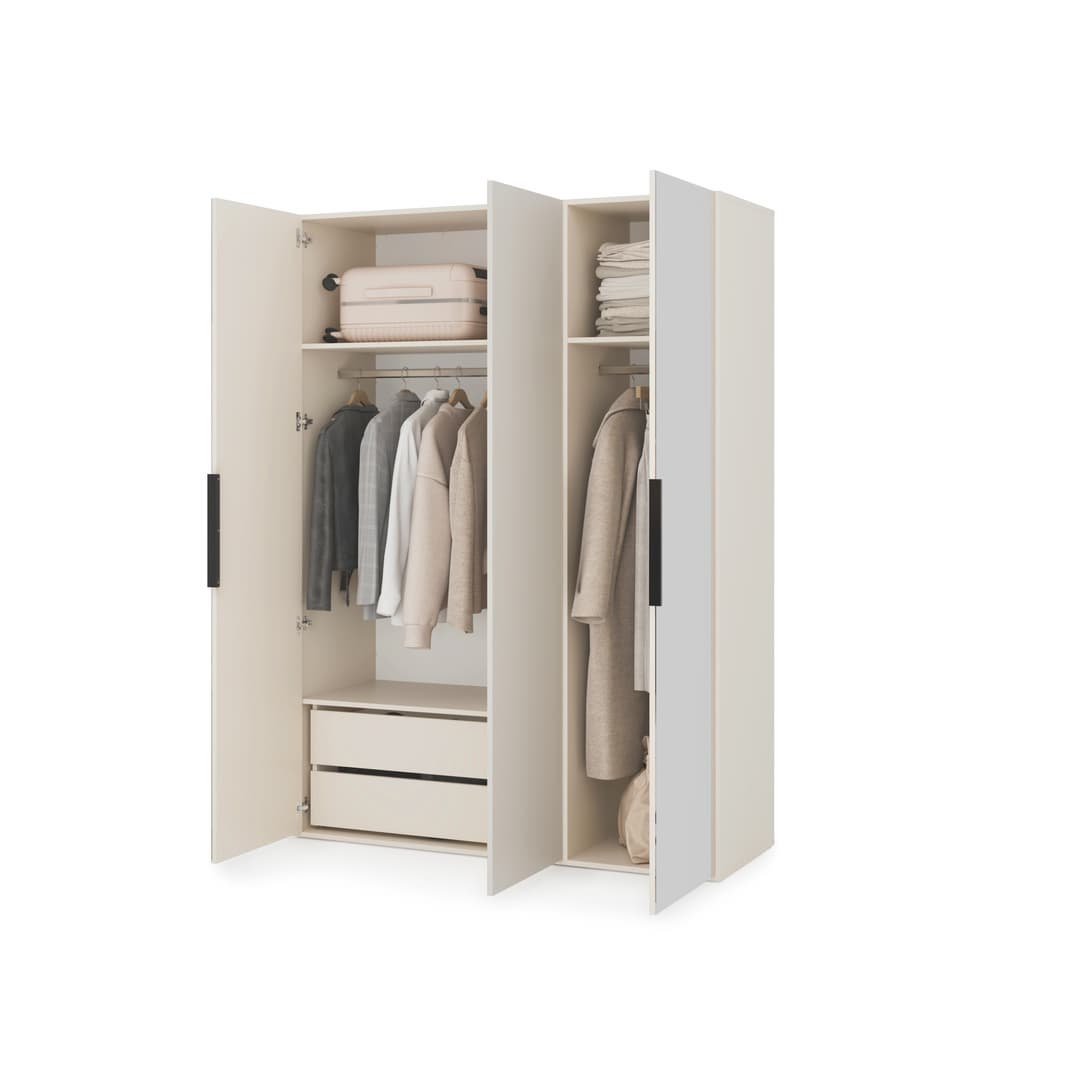 Lumo Hinged Door Wardrobe 150cm in Cashmere, image 44