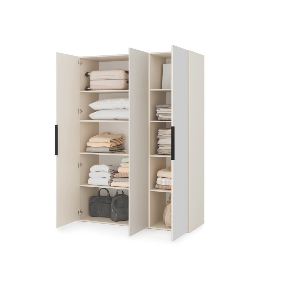Lumo Hinged Door Wardrobe 150cm in Cashmere, image 47