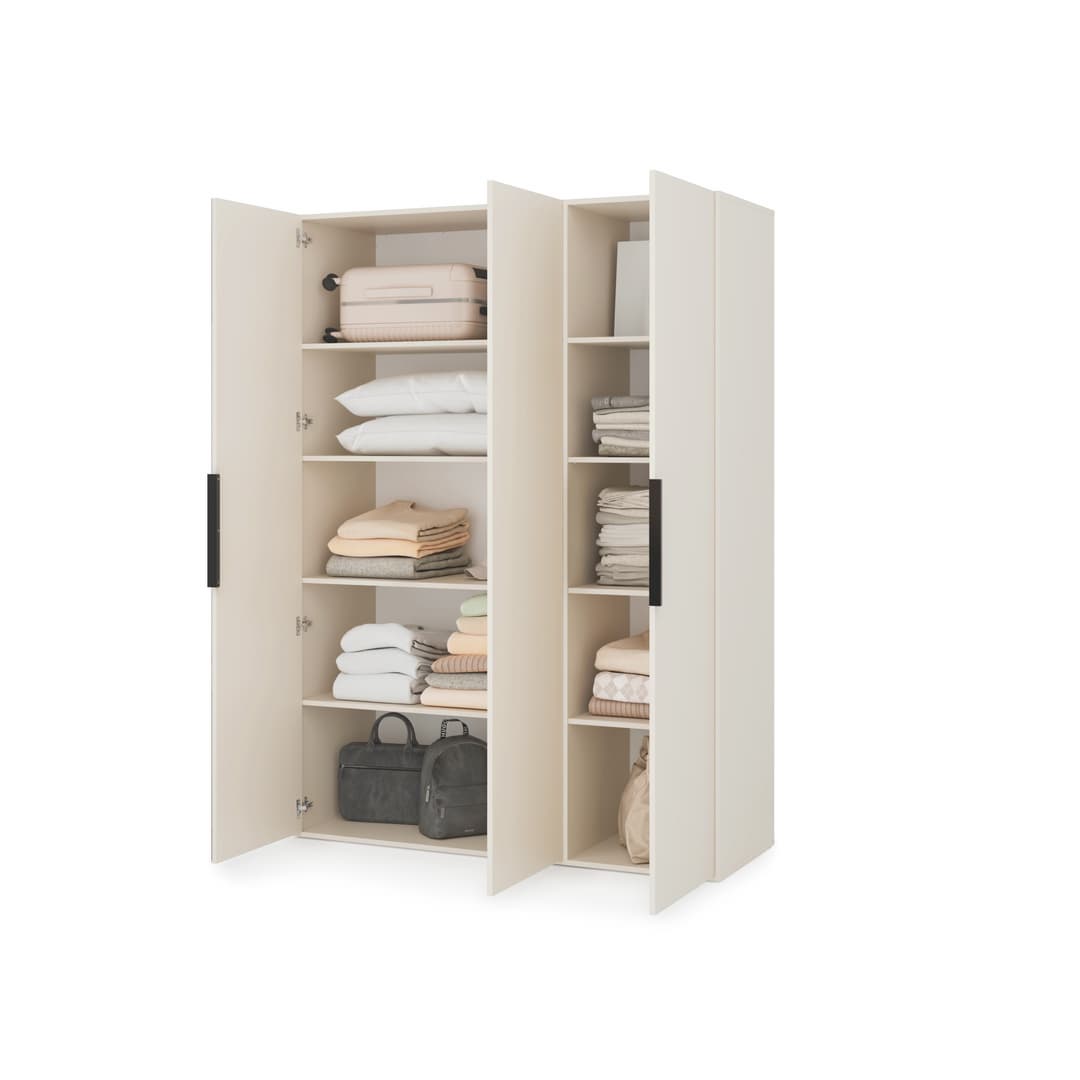 Lumo Hinged Door Wardrobe 150cm in Cashmere, image 50