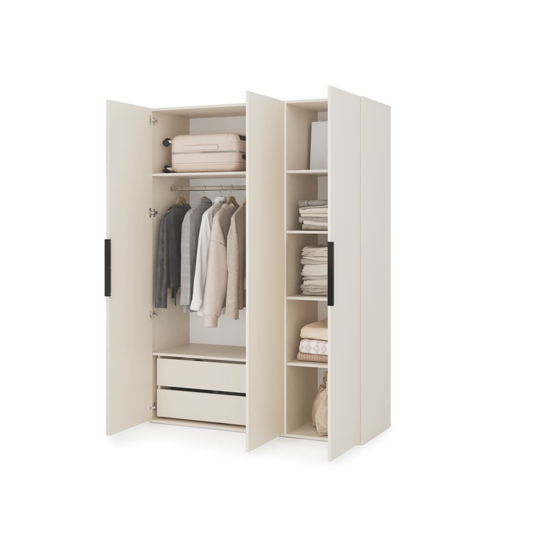 Lumo Hinged Door Wardrobe 150cm in Cashmere, image 52