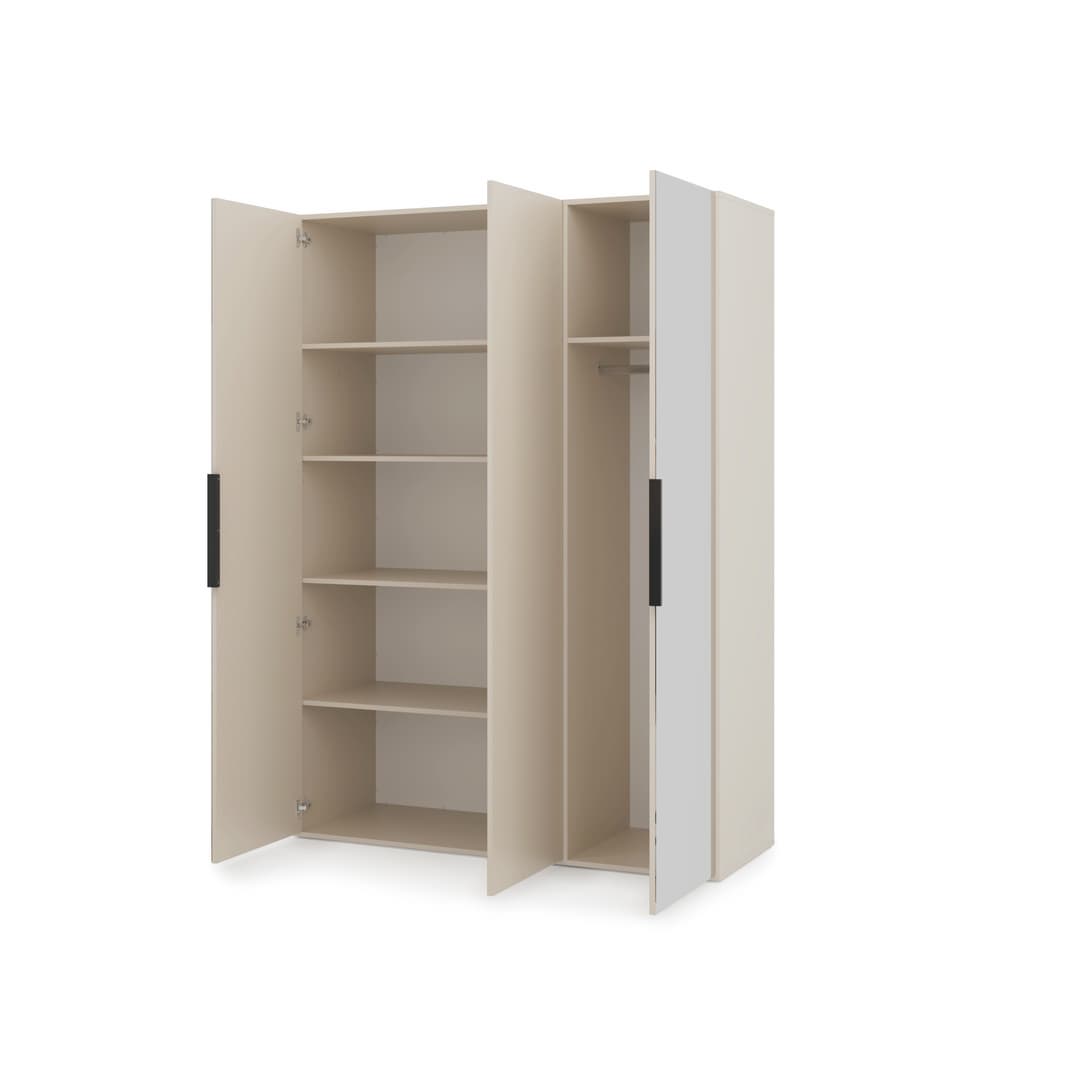 Lumo Hinged Door Wardrobe 150cm in Cashmere, image 55