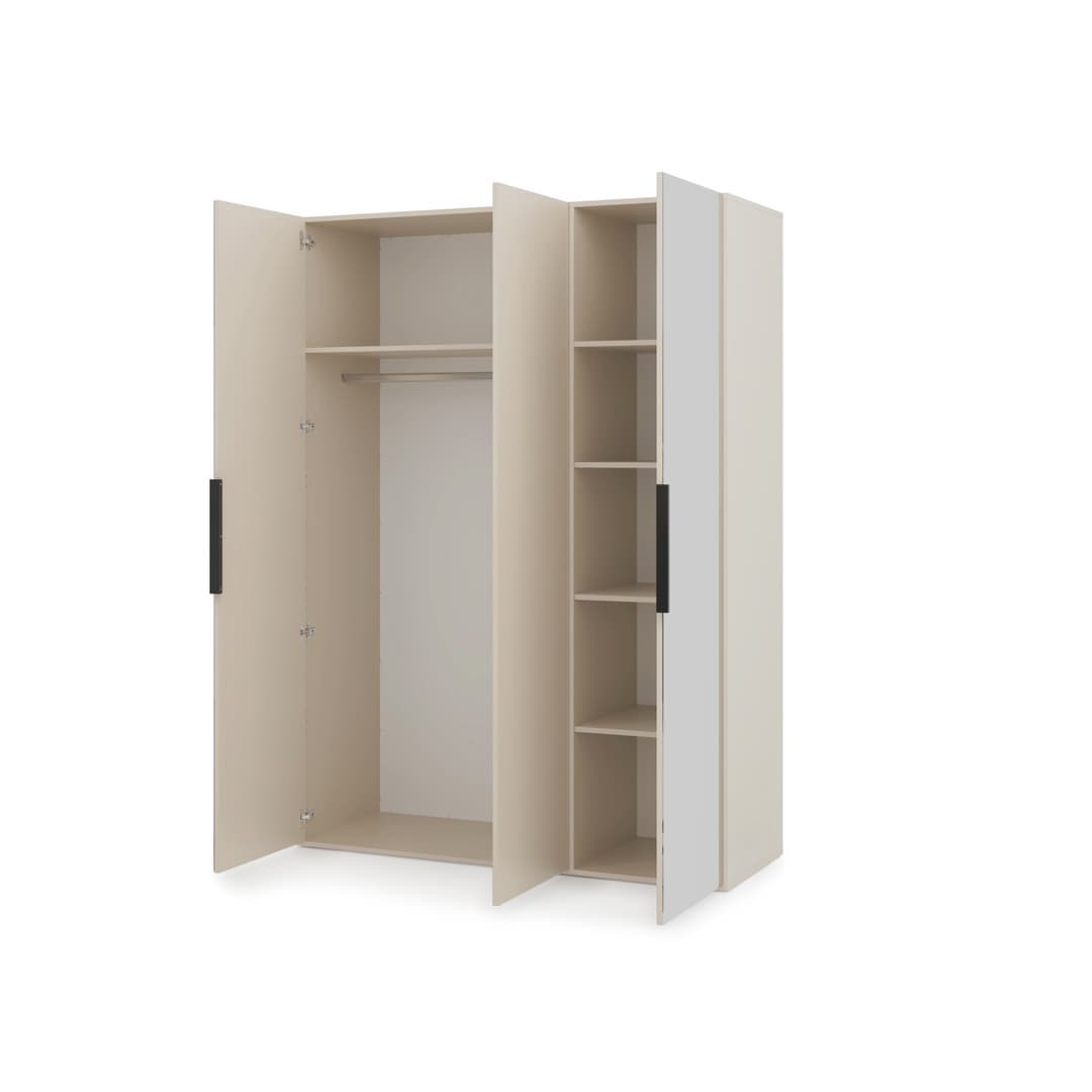 Lumo Hinged Door Wardrobe 150cm in Cashmere, image 59