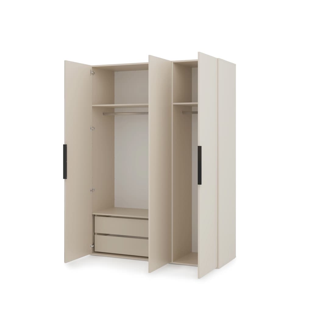 Lumo Hinged Door Wardrobe 150cm in Cashmere, image 64