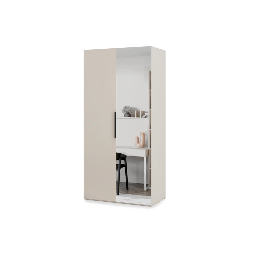 Lumo Hinged Door Wardrobe 100cm in Cashmere, image 11