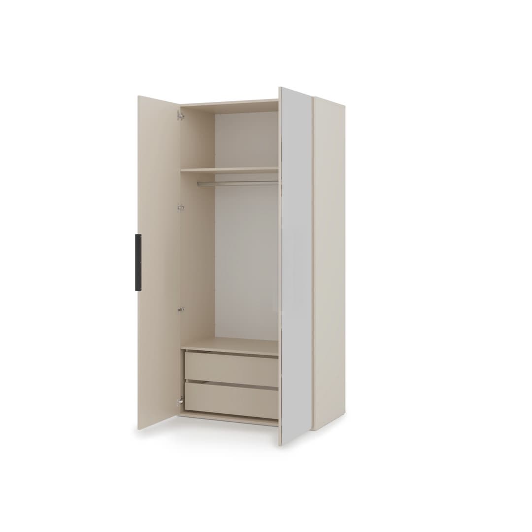 Lumo Hinged Door Wardrobe 100cm in Cashmere, image 19