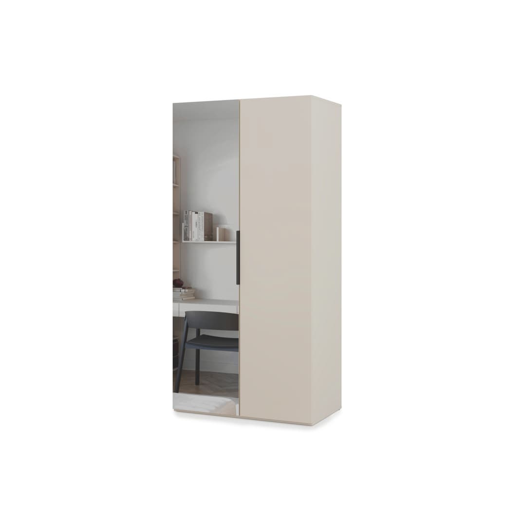 Lumo Hinged Door Wardrobe 100cm in Cashmere, image 3