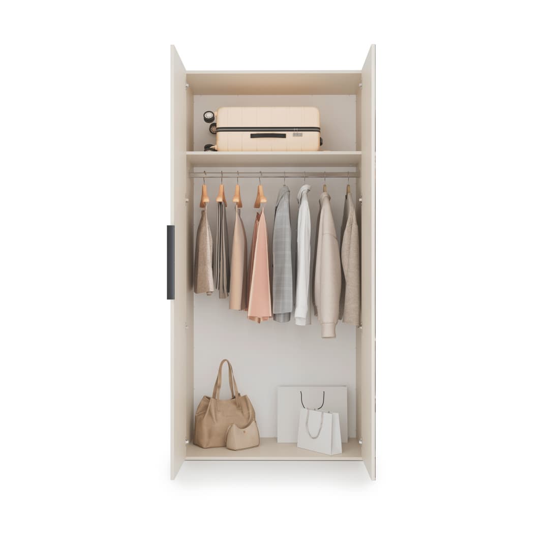 Lumo Hinged Door Wardrobe 100cm in Cashmere, image 26
