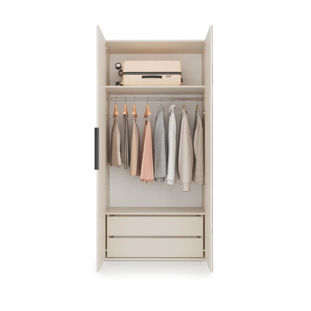 Lumo Hinged Door Wardrobe 100cm in Cashmere, image 25