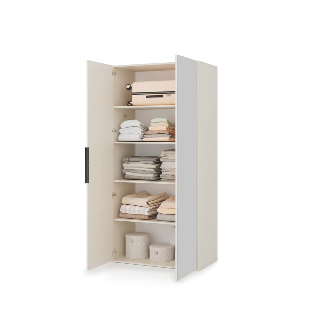 Lumo Hinged Door Wardrobe 100cm in Cashmere, image 21