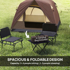 Outsunny 3-4 Person Camping Tent, Easy Set Up 3-4 Man Tent w/ Sewn-in Groundsheet, Waterproof Dome Tent w/ Mesh Windows, Brown