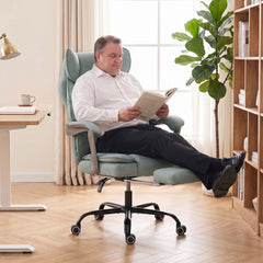 HOMCOM Executive Office Chair, Leathaire Big and Tall Office Chair 180 kg with Wide Seat, Reclining, Lumbar Support, Blue