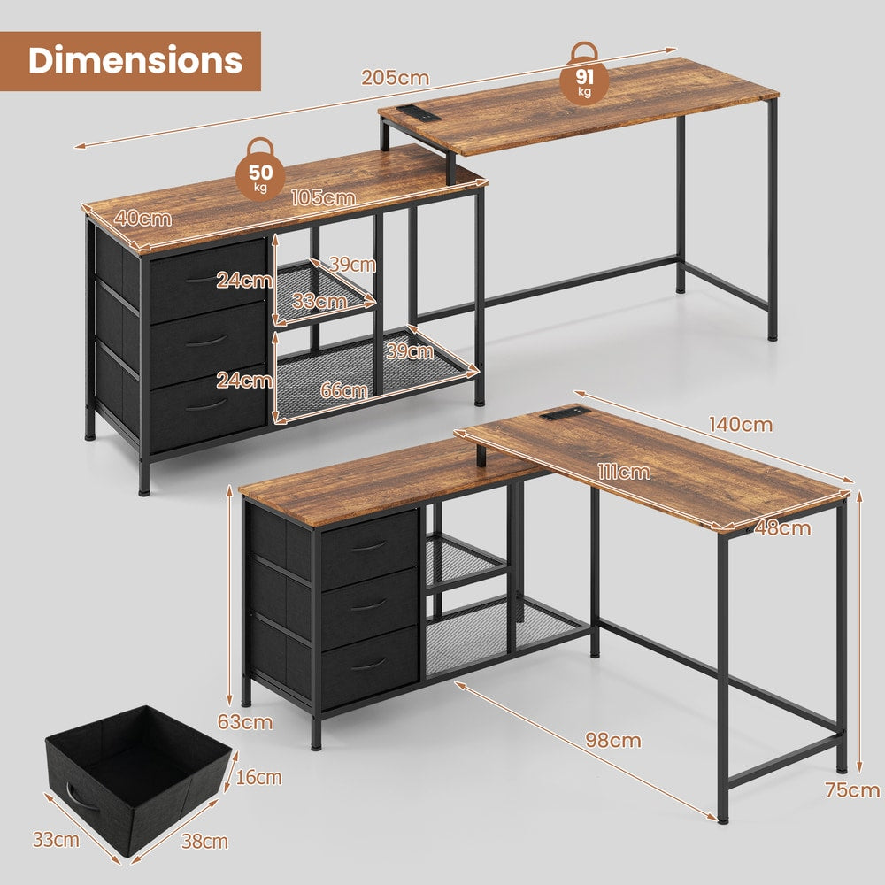 The office desk with technical lines and measurements showing the dimensions of the furniture
