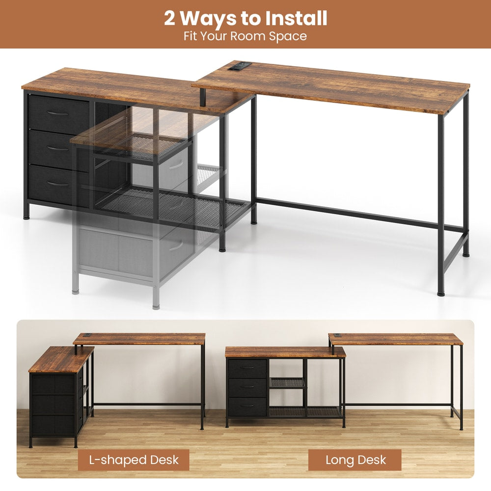 The office desk demonstrating the two different ways to install the unit for room layout