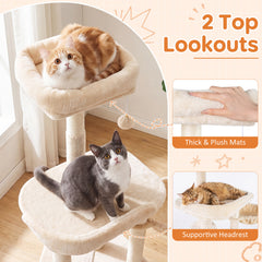 Large Multi-Level Cat Tree with Sisal-Covered Scratching Posts-Beige