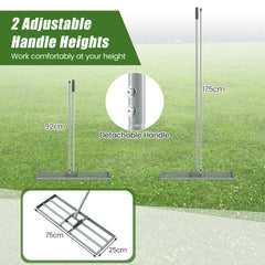 Lawn Leveling Rake Heavy Duty Lawn Level Tool for Soil Farm-Silver