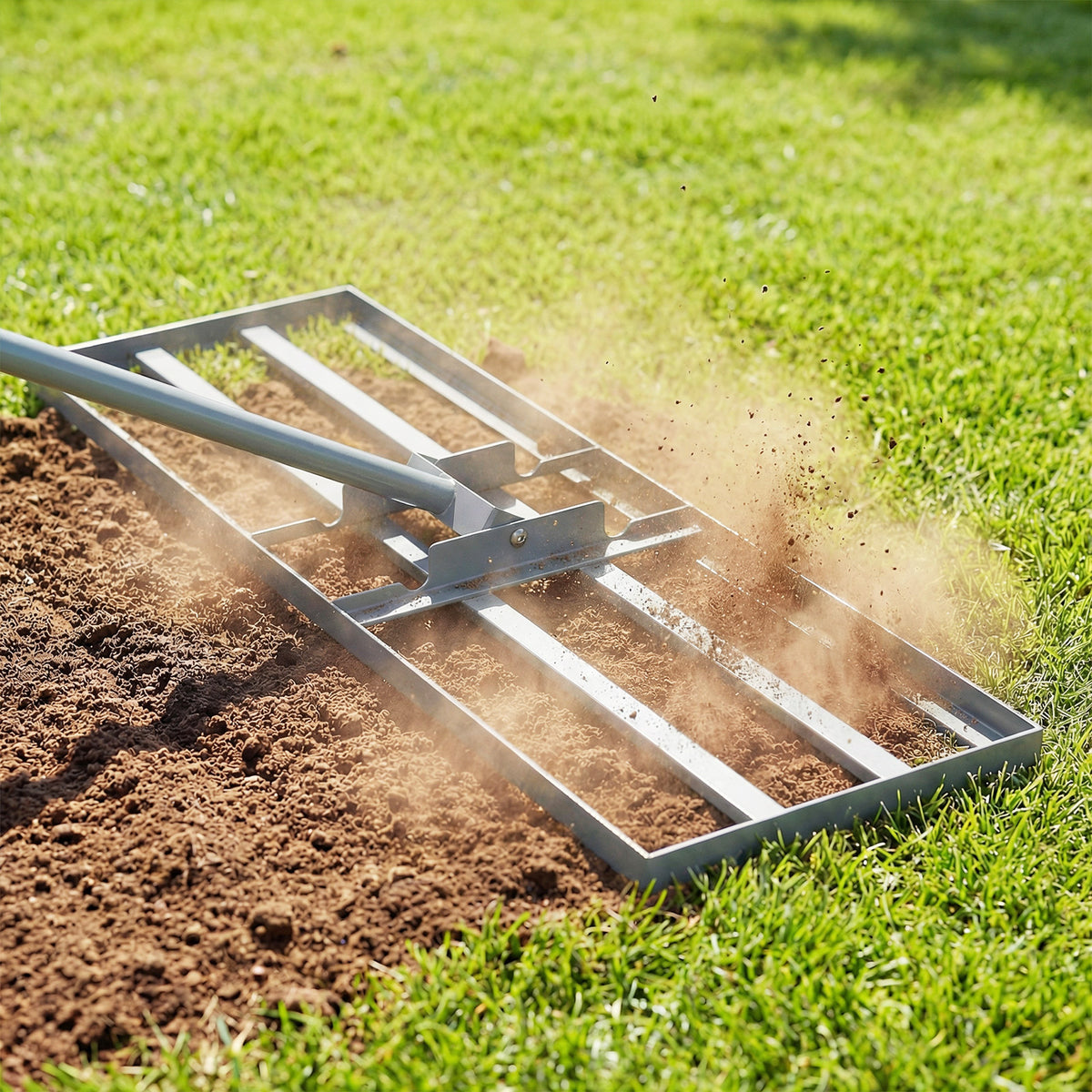 Lawn Leveling Rake Heavy Duty Lawn Level Tool for Soil Farm-Silver