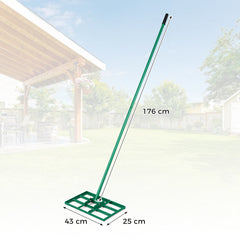 Lawn Leveling Rake Heavy-Duty Metal Levelawn Tool with 43 x 25 cm Plate-Green