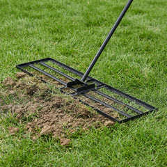 Lawn Leveling Rake with 177cm Adjustable Long Handle and Anti-Slip Grip-Black