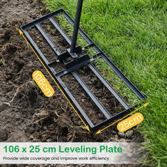 Lawn Leveling Rake with 177cm Adjustable Long Handle and Anti-Slip Grip-Black