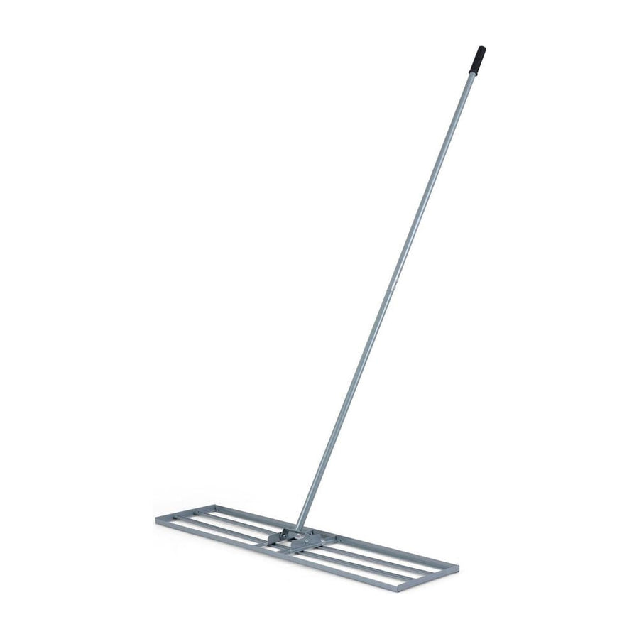 Lawn Leveling Rake standing upright against a plain white background