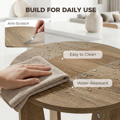 HOMCOM End Table Compact Round Side Table with Curved Legs in Coffee Wood Effect