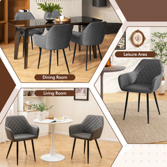 Leisure Dining Chair Set of 4 Upholstered Accent Chairs with Curved Backrest