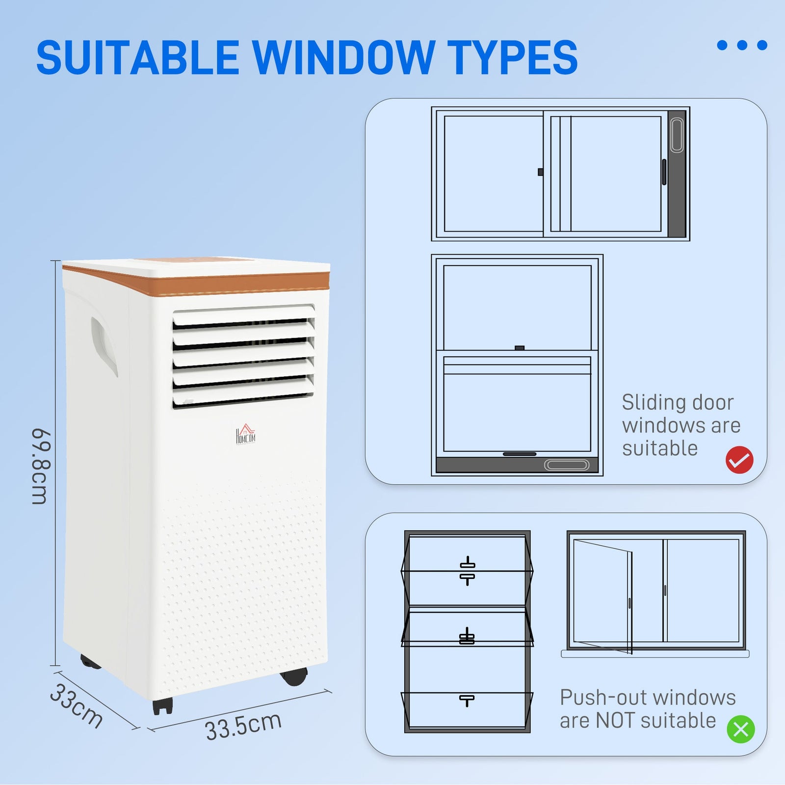 HOMCOM Portable Air Conditioner 10000 BTU, 4-in-1 Air Conditioning Unit with Cooling, Fan, 19.2L/Day Dehumidifier & Sleep Mode, LED Display, Remote Control, 24H Timer, Window Kit for Rooms up to 30㎡