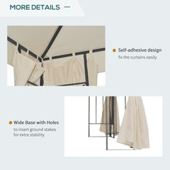 Outsunny 3 x 3 m Garden Gazebo Double Roof Marquee Patio Wedding Party Tent Canopy Shelter with Sidewalls, (Beige)