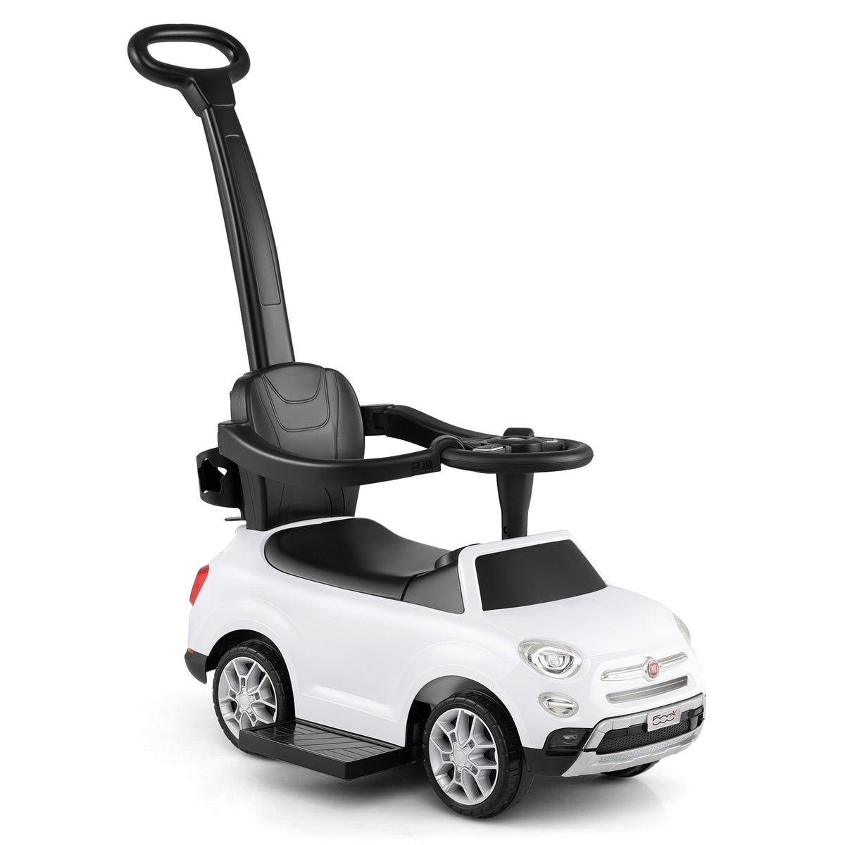 Licensed FIAT Ride On Car 2-in-1 Push Car with Removable Handle-White