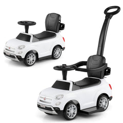 Licensed FIAT Ride On Car 2-in-1 Push Car with Removable Handle-White