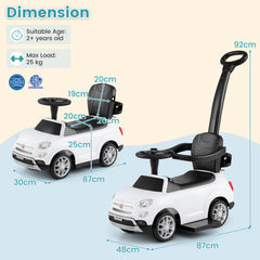 Licensed FIAT Ride On Car 2-in-1 Push Car with Removable Handle-White