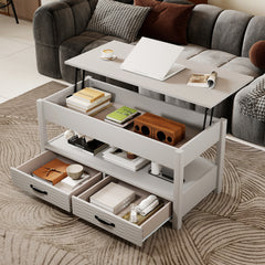 Lift Top Coffee Table Farmhouse Accent Table with Storage-Grey