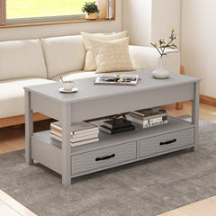 Lift Top Coffee Table Farmhouse Accent Table with Storage-Grey