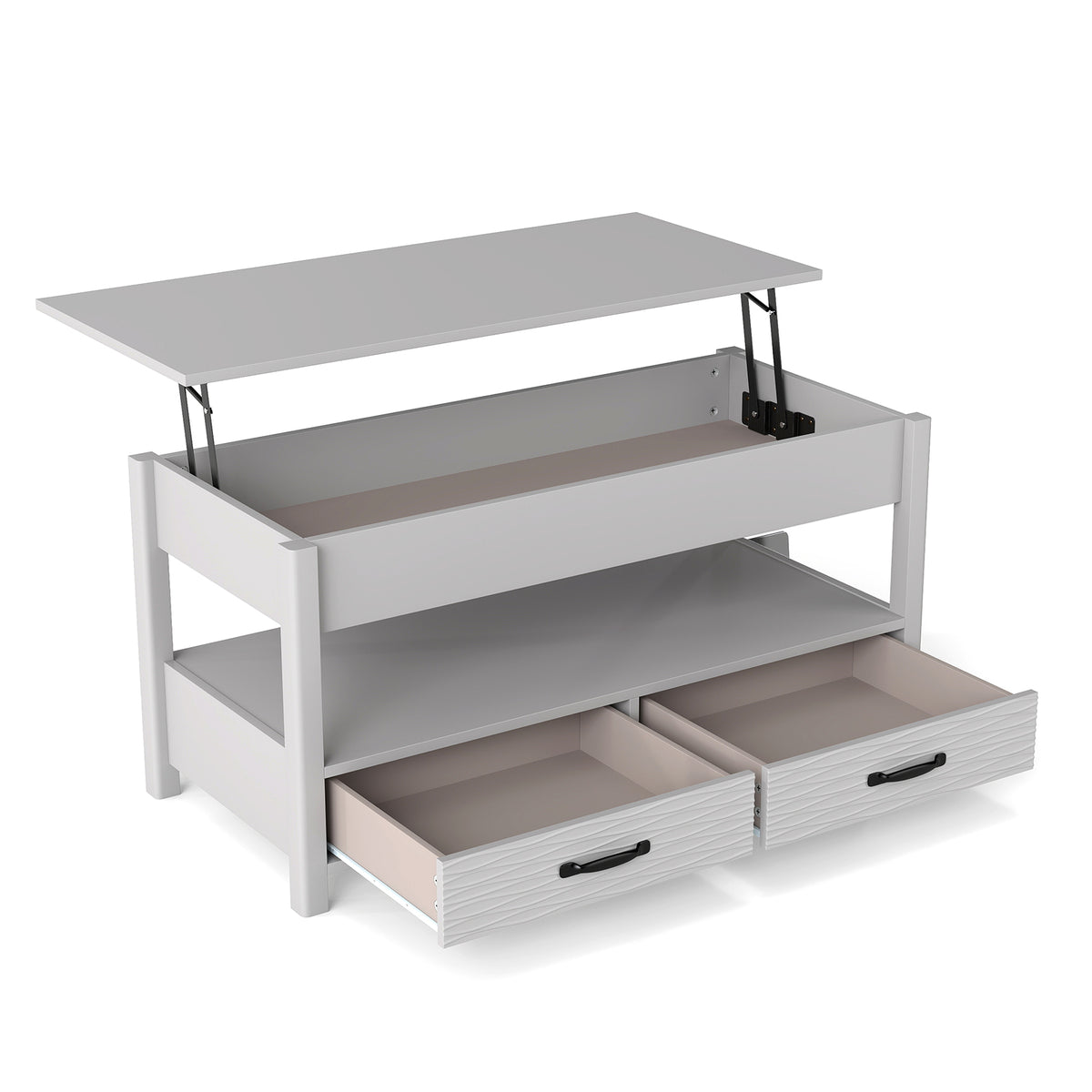 Lift Top Coffee Table Farmhouse Accent Table with Storage-Grey