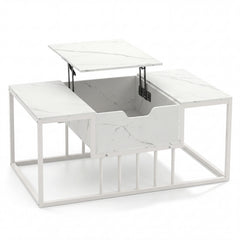 Lift Top Coffee Table Modern Center Table with Hidden Storage Compartment-White
