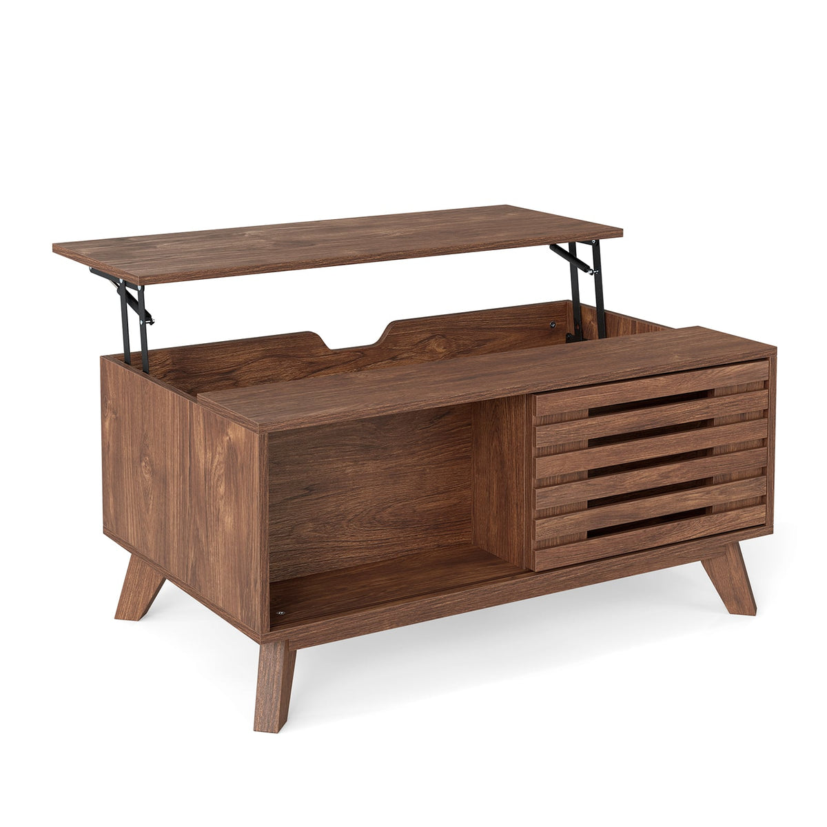 Lift Top Coffee Table with Hidden Compartment for Living Room-Brown