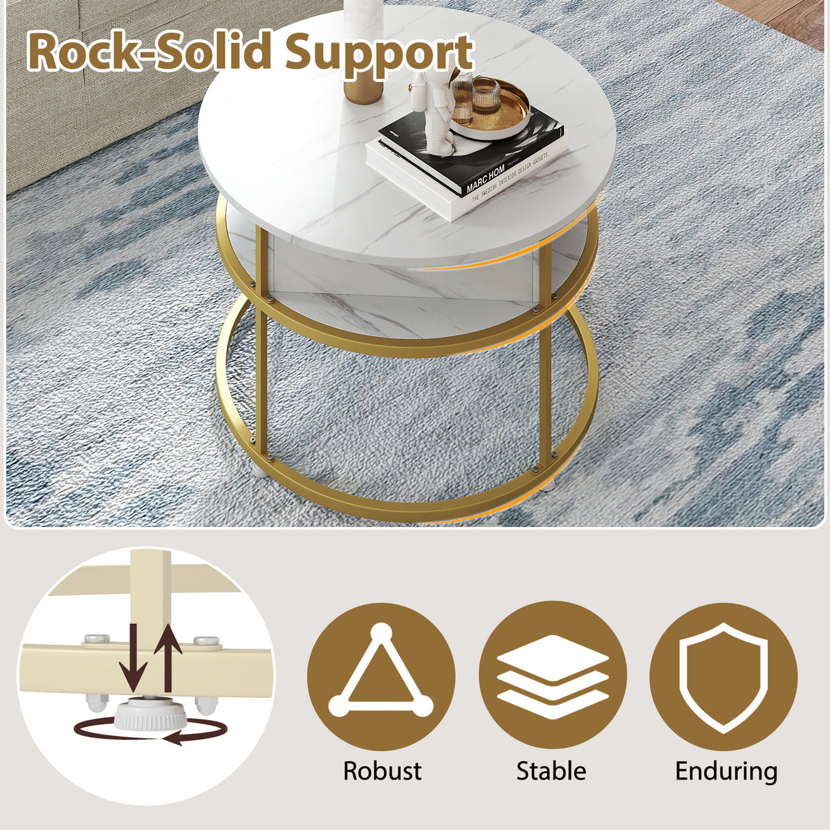 80cm Lift Top Coffee Table with Hidden Compartment and Side Shelves-White