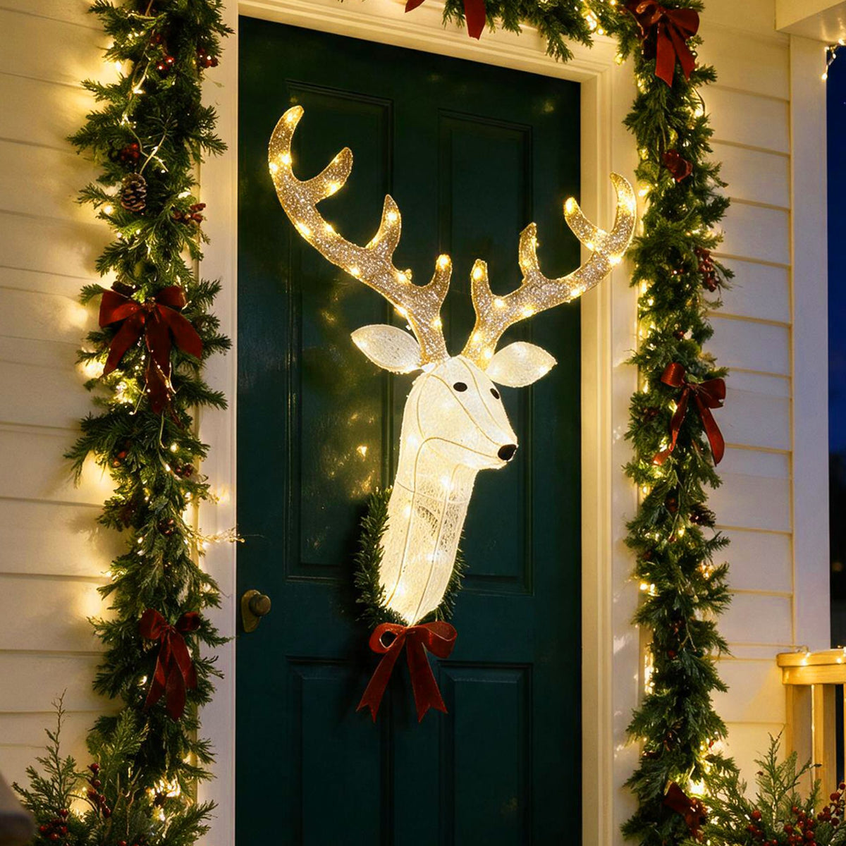 Lighted Christmas Wall Decoration Reindeer Head for Holiday Decor, image 3