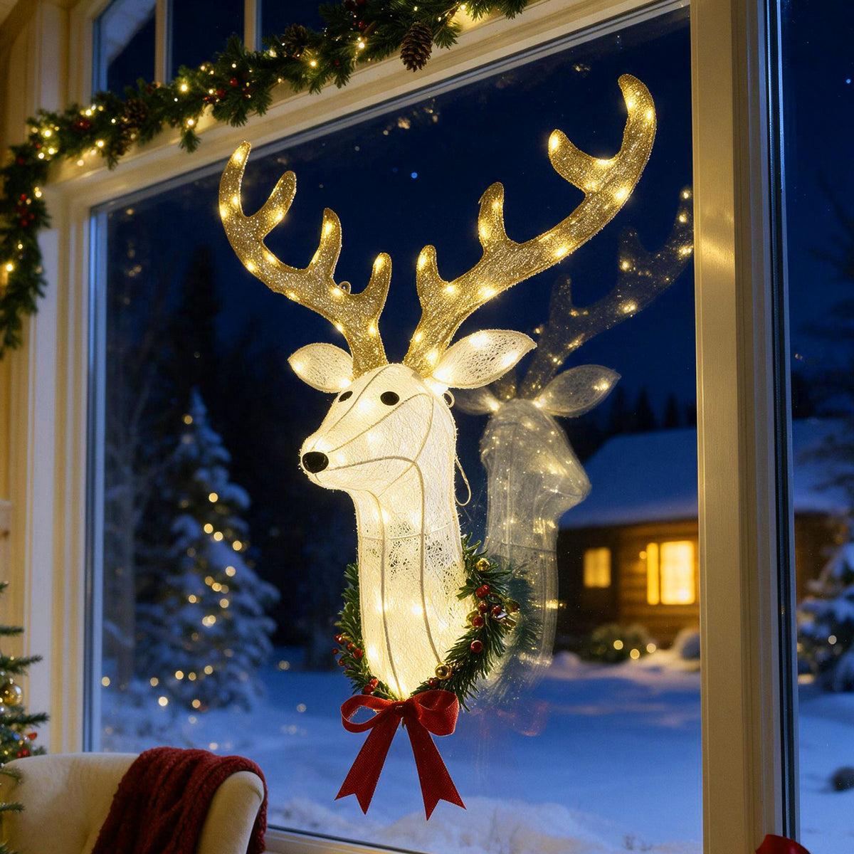 Lighted Christmas Wall Decoration Reindeer Head for Holiday Decor, image 6