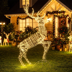 Lighted Mid-Leap Christmas Reindeer with Warm White LED Lights