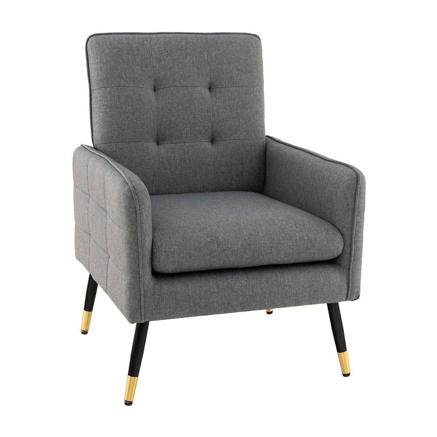 Linen Fabric Accent Chair Single Sofa with Removable Seat Cushion-Grey