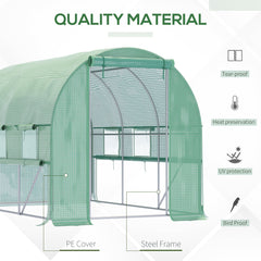 Outsunny Walk-in Polytunnel Greenhouse Green House with Roll-up Sidewalls, UV-resistant PE Cover, 3 x 2 x 2m, Green