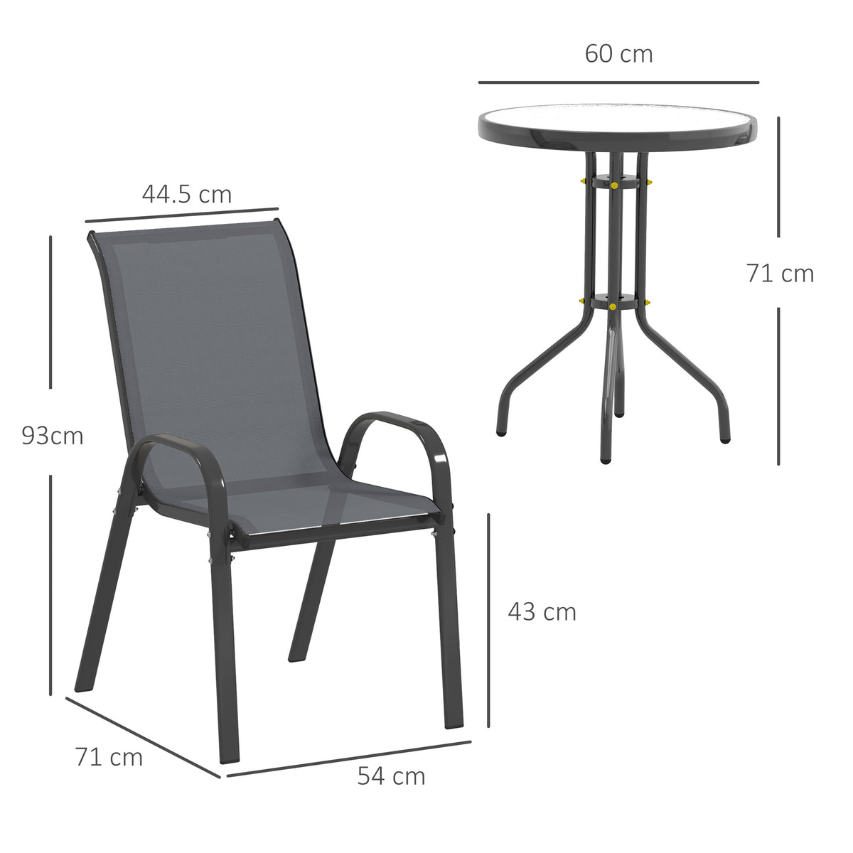 Outsunny Three-Piece Outdoor Garden Set - Grey