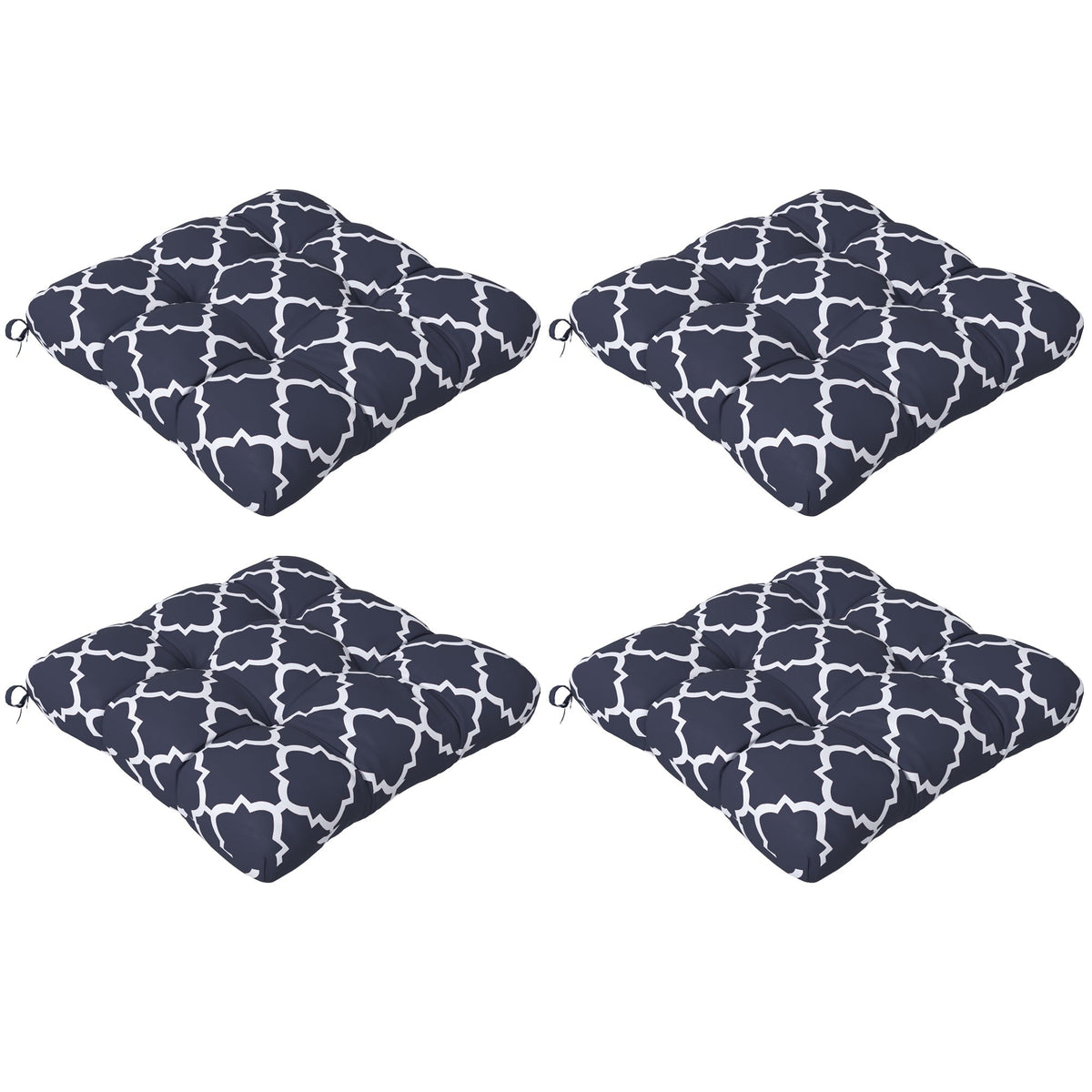 Outsunny 4-Piece Seat Cushion Pillows Replacement, Patio Chair Cushions Set with Ties for Indoor Outdoor, Blue