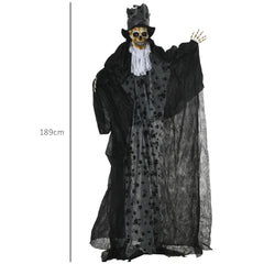 Outsunny 189cm Life Size Outdoor Halloween Decorations Ghost Bridegroom, Animated Prop Animatronic Decor with Sound and Motion Activated, Light Up Eyes, Howling Sound